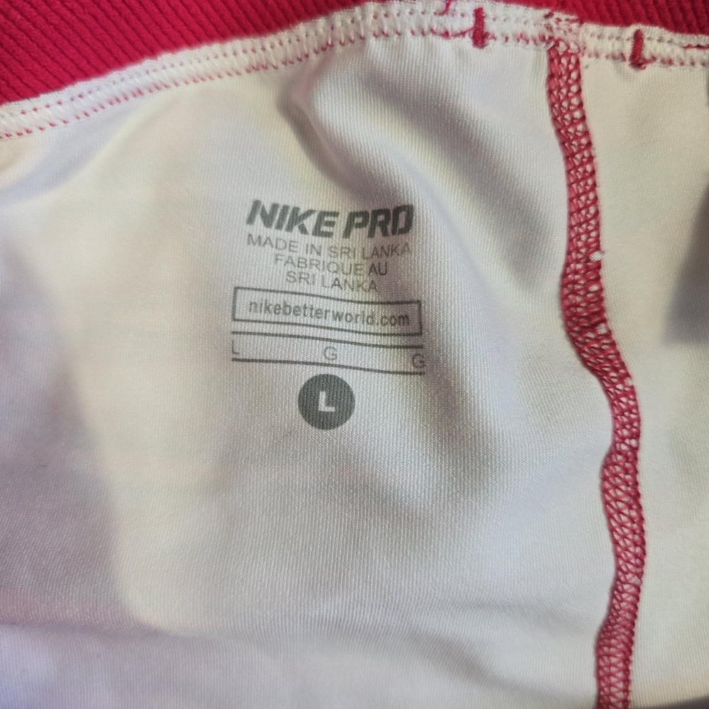 Nike Pro Leggings Womens Large Pink Purple Striped Capri Running Yoga 717430-677 - Picture 4 of 6